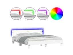 Estrutura de Cama com Cabeceira e Luzes Led MAISON EXCLUSIVE Branco (200x200 cm)