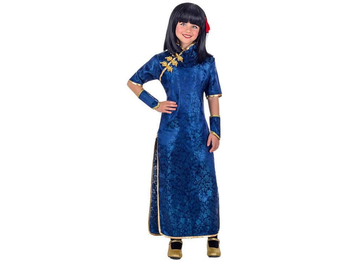 Fato de Menina DISFRAZZES Chinesa Azul Comprido (Tam: 5 a 6 anos)