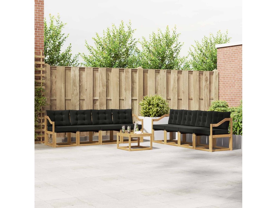 Vidaxl Conjunto De Sofás Para Exterior 9 Pcs Branco E Preto