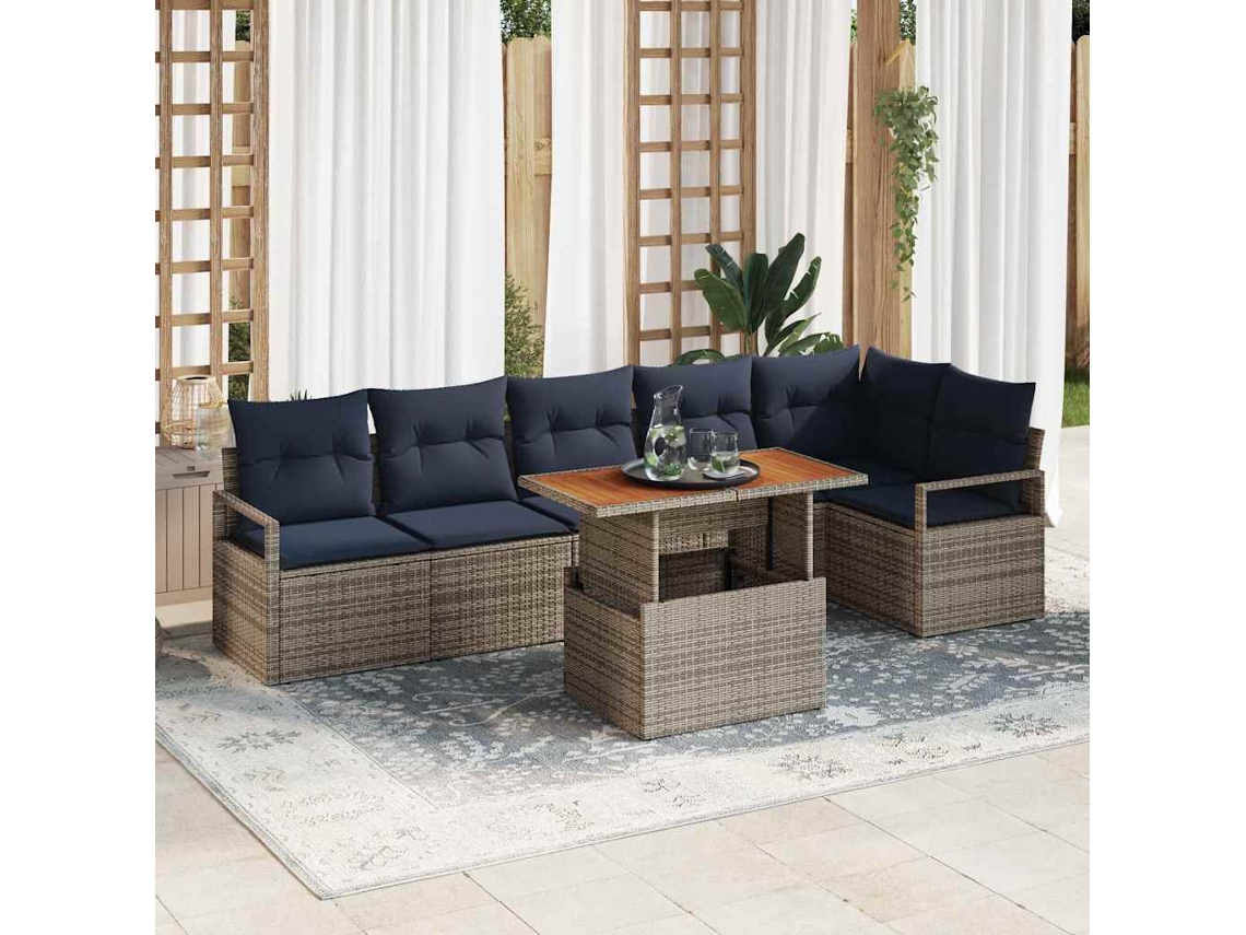 Vidaxl Conjunto De Sofá De Jardim 7 Unid. 6-número De Lugares