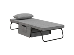 Cama Dobrável 4 Em 1, Cama De Hóspedes, Altura Ajustável, Colchão, Bolsos Laterais, Estrutura Metálica, Cinzento, 188 X 75 X 38 Cm