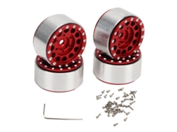 4 Pcs Cubos De Roda Rc Beadlock De Liga De Alumínio Para Carros Traxxas 1/18 E Axial Scx24 1/24 Vermelho