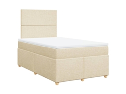 Cama com Molas/colchão 120x200 Cm Tecido Cor Creme MAISON EXCLUSIVE