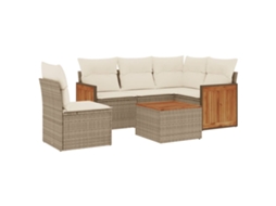 Conjunto de 6 Sofás P/ Jardim com Almofadões Vime Pe Bege MAISON EXCLUSIVE (80x200 cm)