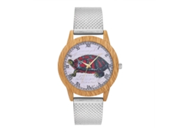 Reloj Unisex De Cuarzo Con Correa De Malla Plata T17-f1