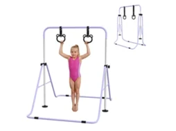 Barra de Ginástica Infantil BTFORUS ajustável em 5 níveis, argolas de treino, dobrável para casa roxo