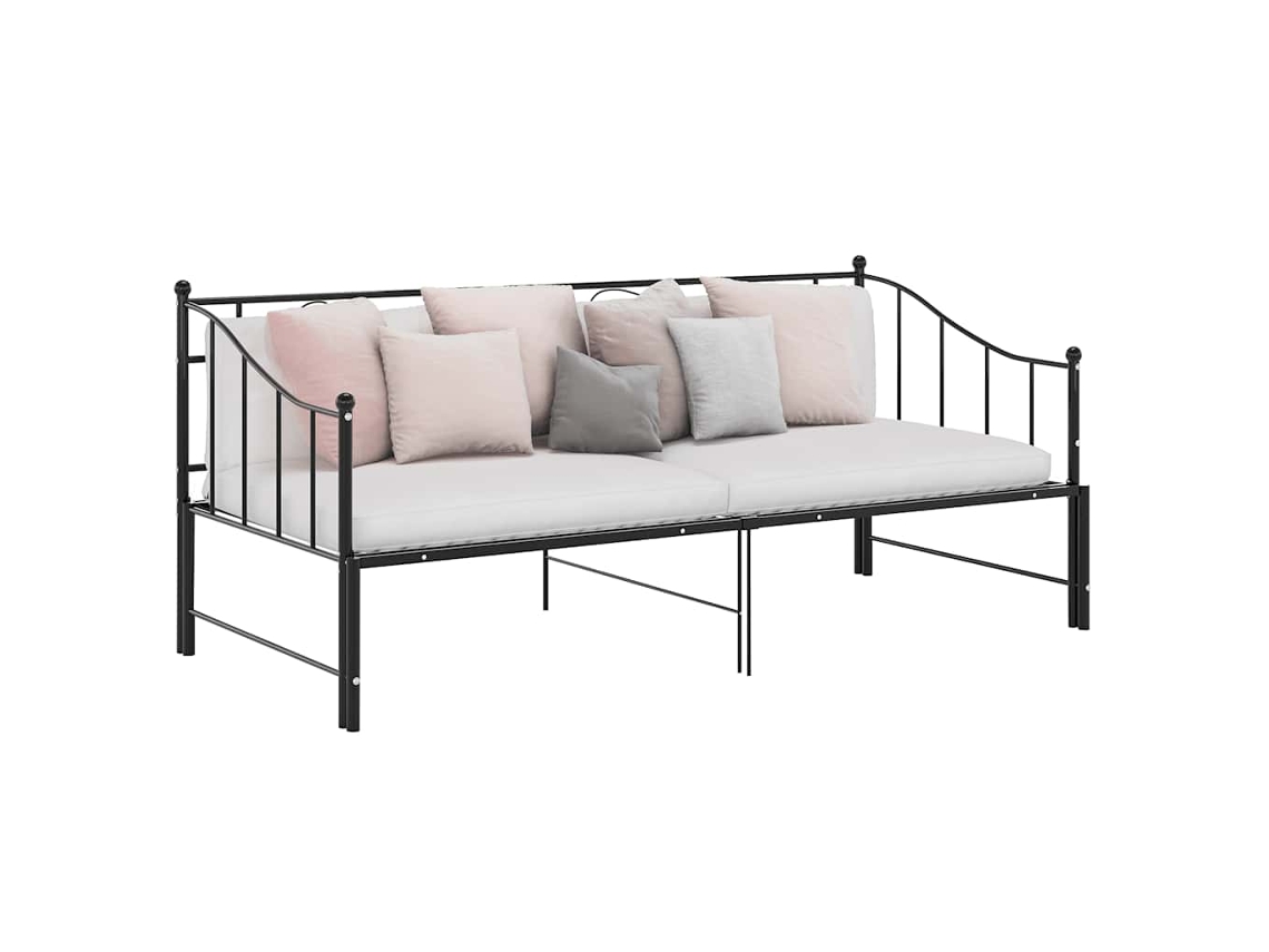 Estructura de sofá cama extraíble de metal negro de 90 x 200 cm