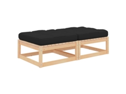 Vidaxl Apoio De Pés P/ Jardim C/ Almofadões 2 Pcs Pinho Maciço