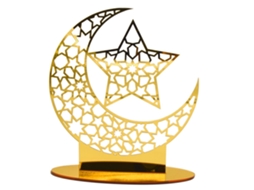 Adorno de Acrílico Eid Mubarak Decor Ramadã Casa Festa Presente Muçulmano Dourado 20x13.5cm