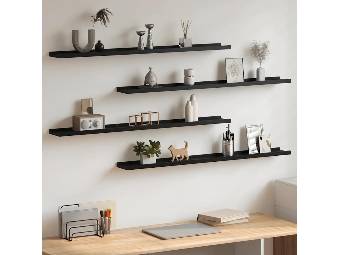 Vidaxl Prateleiras De Parede 4 Pcs 100x9x3 Cm Preto
