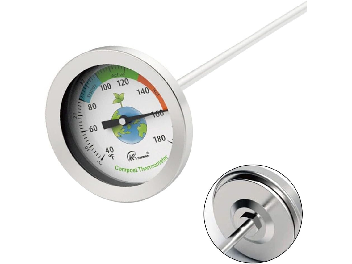 Termômetro De Solo Em Aço Inoxidável Com Sonda 500mm Comprimento, Medidor Temperatura Para Compostagem