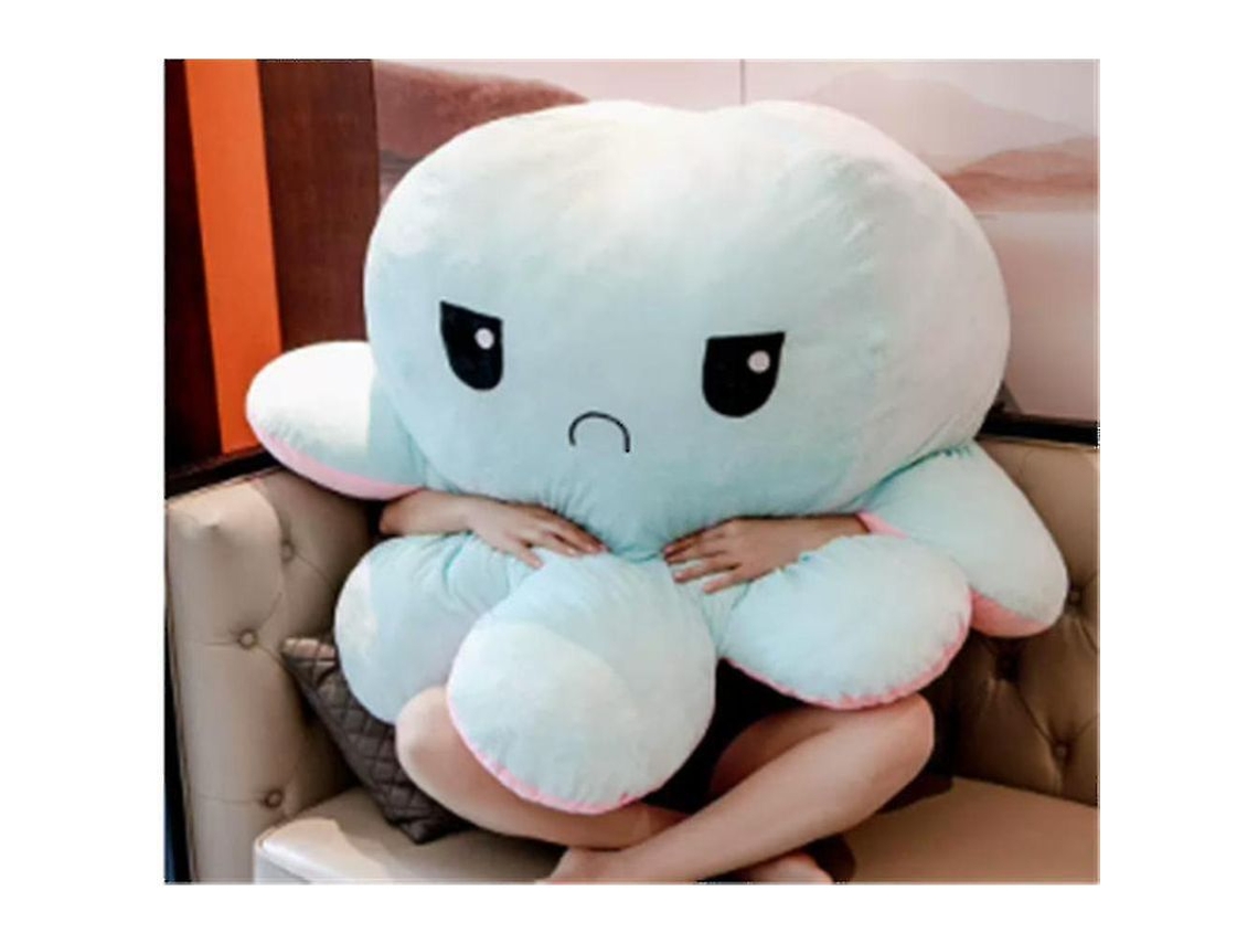 2026 muñeco Pulpo Flip Grande de Doble Cara Con Expresiones Cambiantes, Regalo de Cumpleaños, Rosa a Azul Claro, Diámetro 90cm