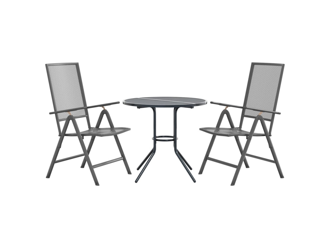 Maison Exclusive - Cadeiras Reclináveis Jardim 3 Pcs Aço Revestido A Pó Antracite