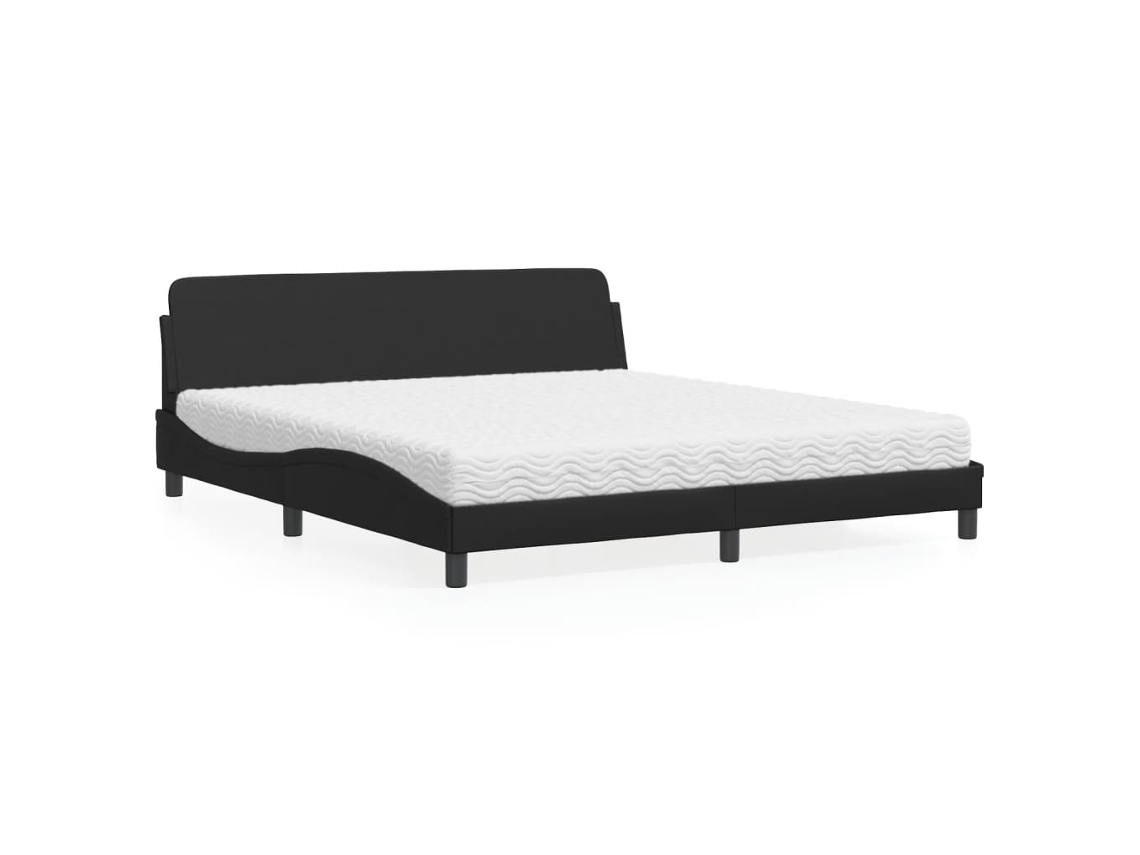 Vidaxl Cama Com Colchão Dover 180x200 Cm Couro Artificial Preto