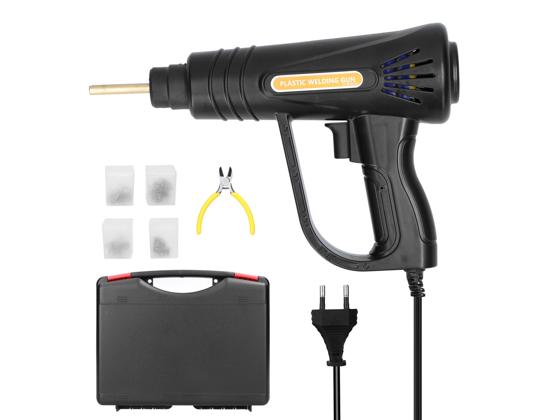 Kit de ferramentas para reparo de rachaduras e furos com máquina de solda plástica portátil de 70 W e pregos quentes.