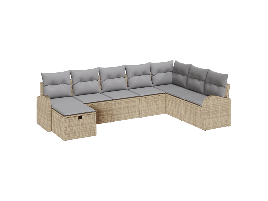 Conjunto 8 Conjunto De Sofá De Jardim Vidaxl Bege Vime Pe
