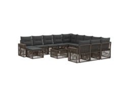 Vidaxl Conjunto De Sofá De Jardim 13 Pcs Cinza E Cinza Escuro Vime Pe