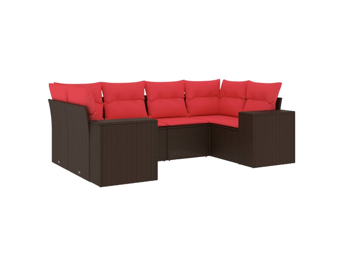 Conjunto de Sofá de Jardim, 6 Peças, Almofadas, Rattan Preto MAISON EXCLUSIVE