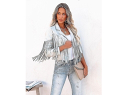 Fasst jaqueta Larga para Mulher com Manga Longa Estampada com Frunços Slim Primavera Outono Inverno