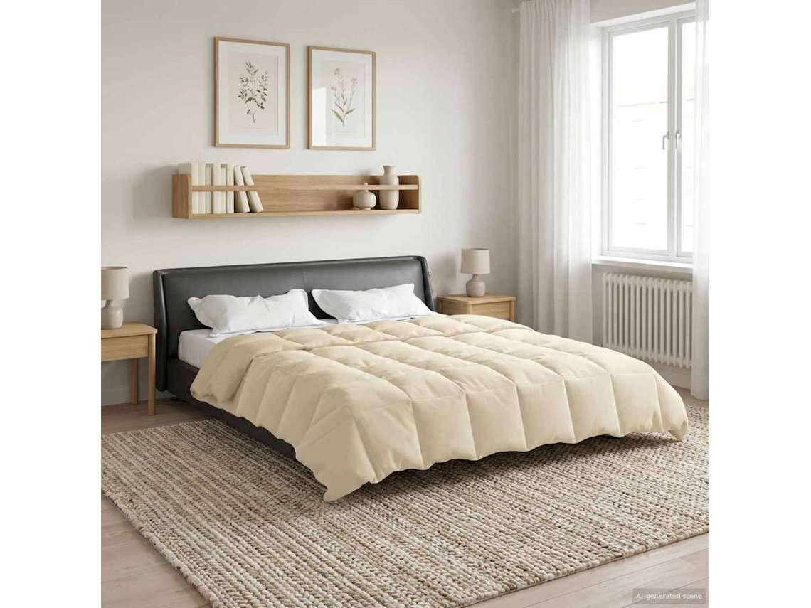 Vidaxl Edredom De Verão Simples 200 X 240 Cm Verão Creme Respirável