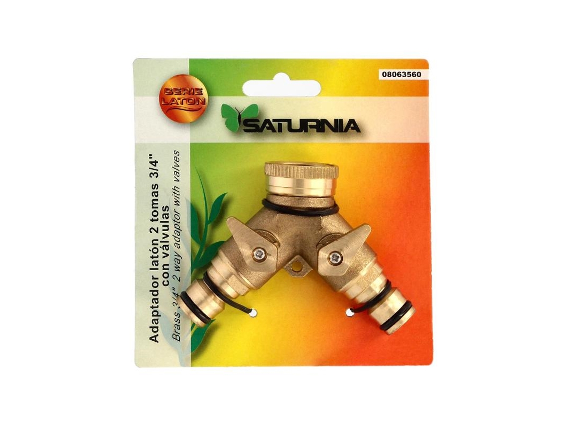 Adaptador manguera laton 2 tomas para grifo 3/4