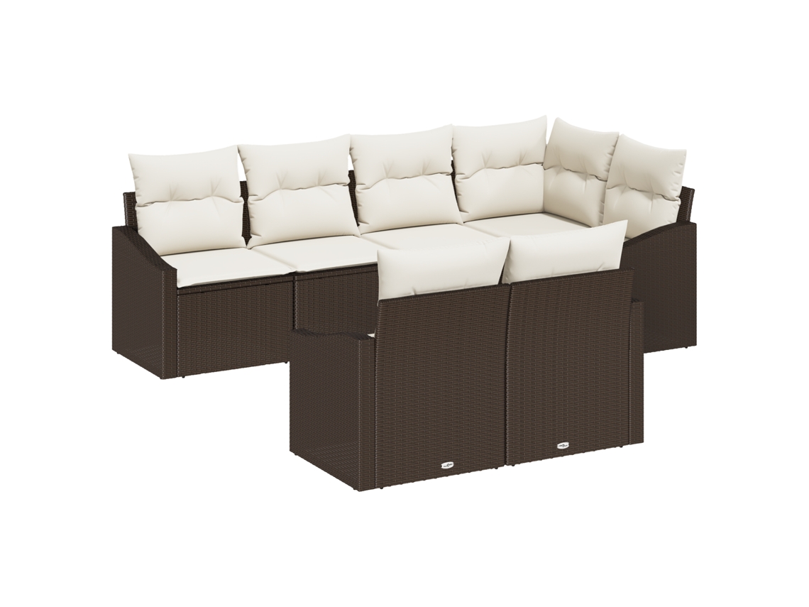 Conjunto 7 Conjunto De Sofás Para Exterior Vidaxl Castanho Vime Pe (233,5 X 123,5 X 85 Cm)
