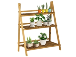 Estante para Plantas em Madeira Piramidal com 3 Prateleiras 80x37x93cm BTFORUS