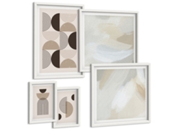 Conjunto De Pinturas Formas Abstratas Geometria Espelharte (5 Peças)