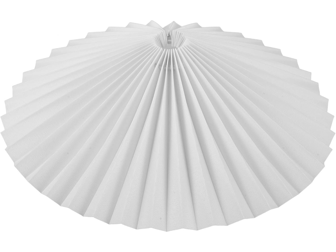 Guarda-chuva Giratório Plissado 31x16 Cm Em Tecido Branco, Ideal Para Decoração De Mesa, Quarto E Sala De Estar.
