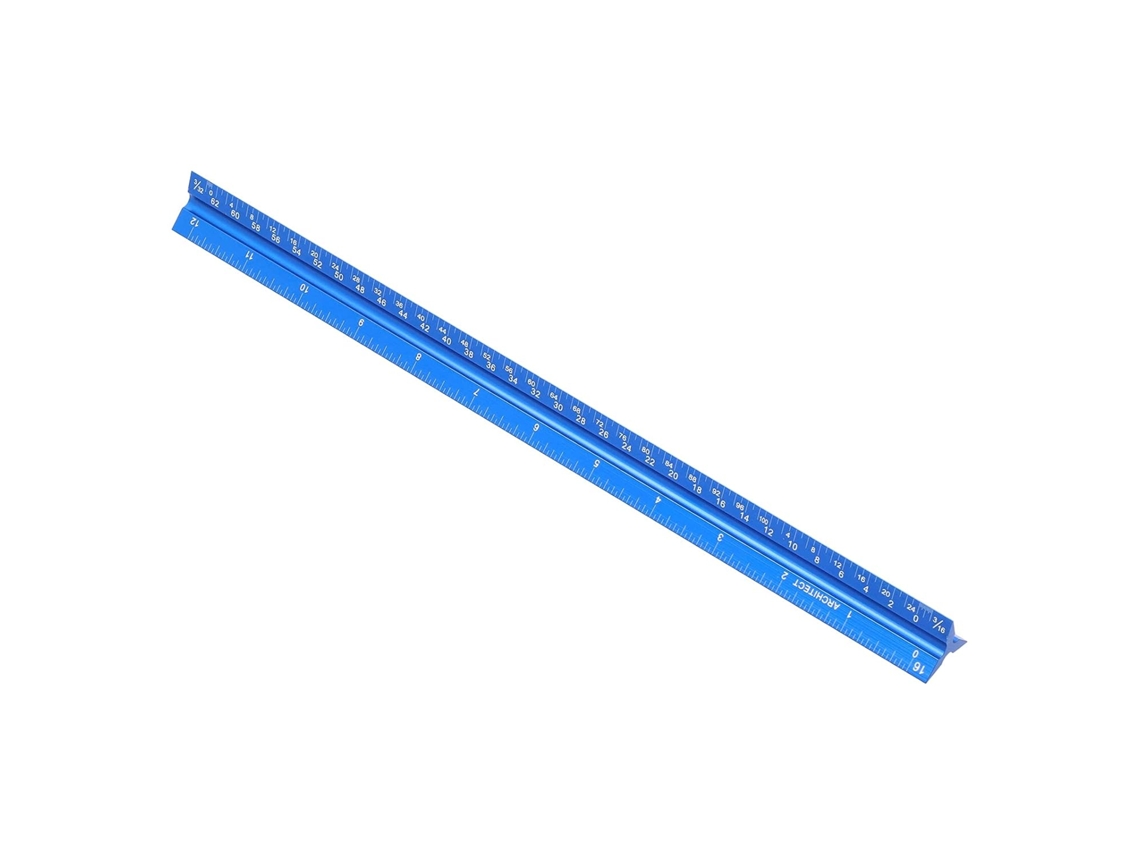 Régua De Escala Arquitetônica Hyuduo, Régua Triangular De Liga Alumínio 30, 5cm Com Medidas Imperiais Gravadas A Laser