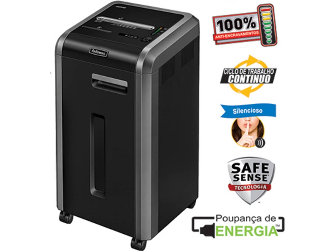 Destruidora FELLOWES Partículas 225CI Cesto de 60 l (até 24 Folhas - Preto)