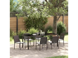 Vidaxl Conjunto De Jantar Para Jardim 7 Unid. Marrom E Preto