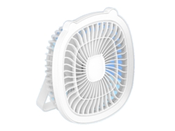 Ventilador de Mesa Primerox com Luz, Recarregável, USB, Velocidade Ajustável, Portátil, Branco