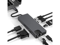 Lurelia Dock Usb-c 8 Em 1 Com 4k, 1080p, Hdmi, Vga, Ethernet Gigabit, Usb 3.0, Sd/tf, Pd Para Portátil