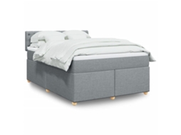 Vidaxl Cama Com Molas/colchão 140x190 Cm Tecido Cinzento-claro