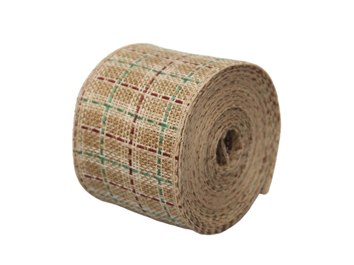 Fita de Linho para Diy Natal, Decorativa, com Arame, 5cm, 5m LAXISCREED
