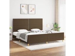 Estrutura De Cama Sem Colchão 200x200 Cm Tecido Castanho-escuro