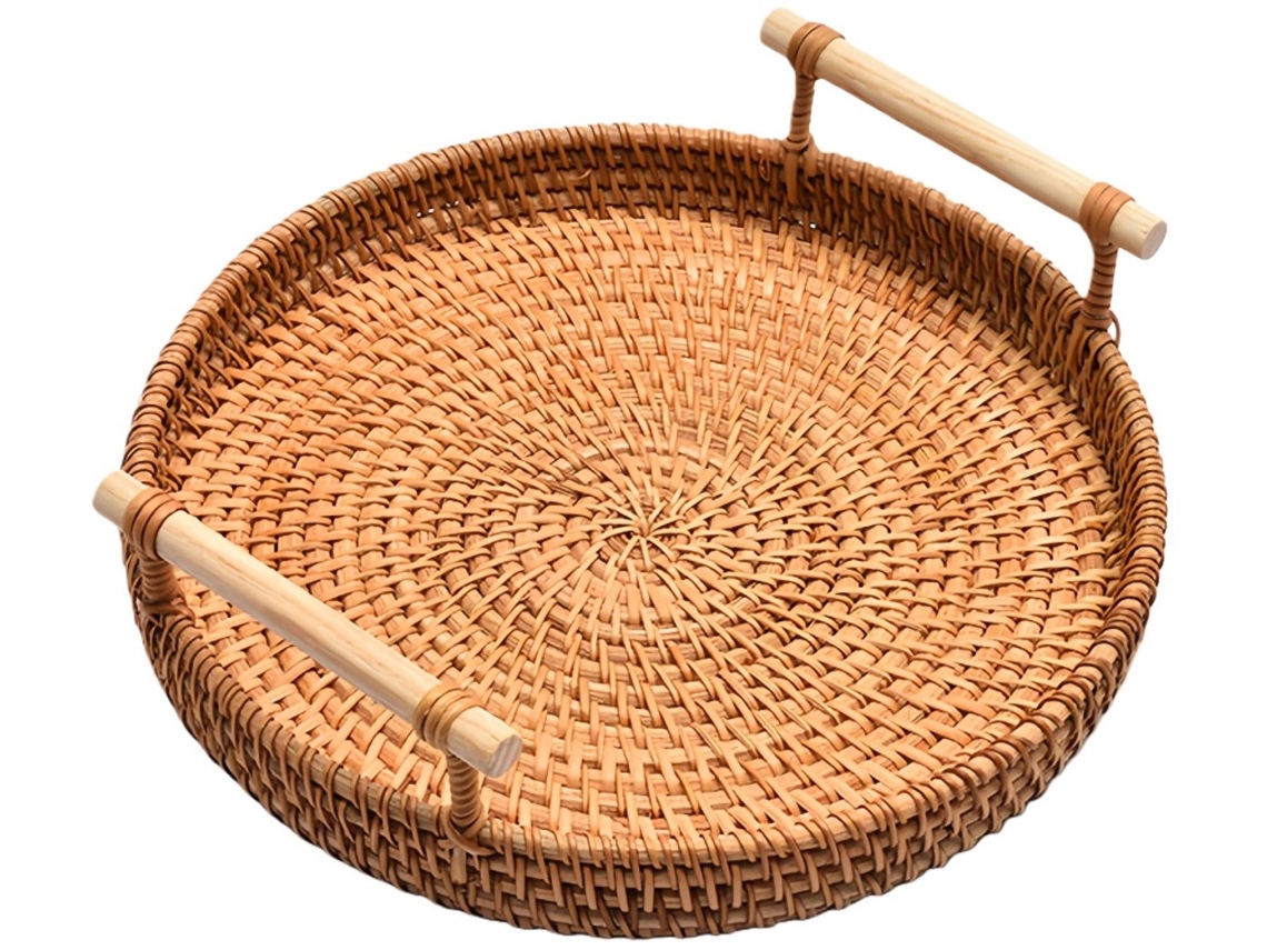 1 Peça - Fruteira De Vime - Ideal Para Guardar Nozes Na Sala De Estar, Pão E Outros Alimentos Na Sala De Jantar, Etc. - 22 Cm - Marrom