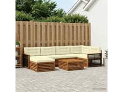 Vidaxl Conjunto De Sofás Para Exterior 7 Pcs Natural E Creme