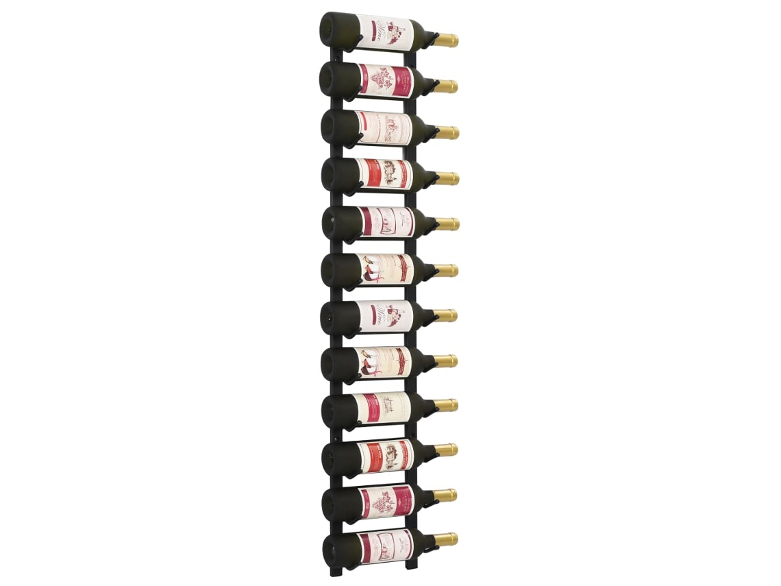 Porta-vinhos de parede para 12 garrafas em ferro preto, DKD HOME DECOR