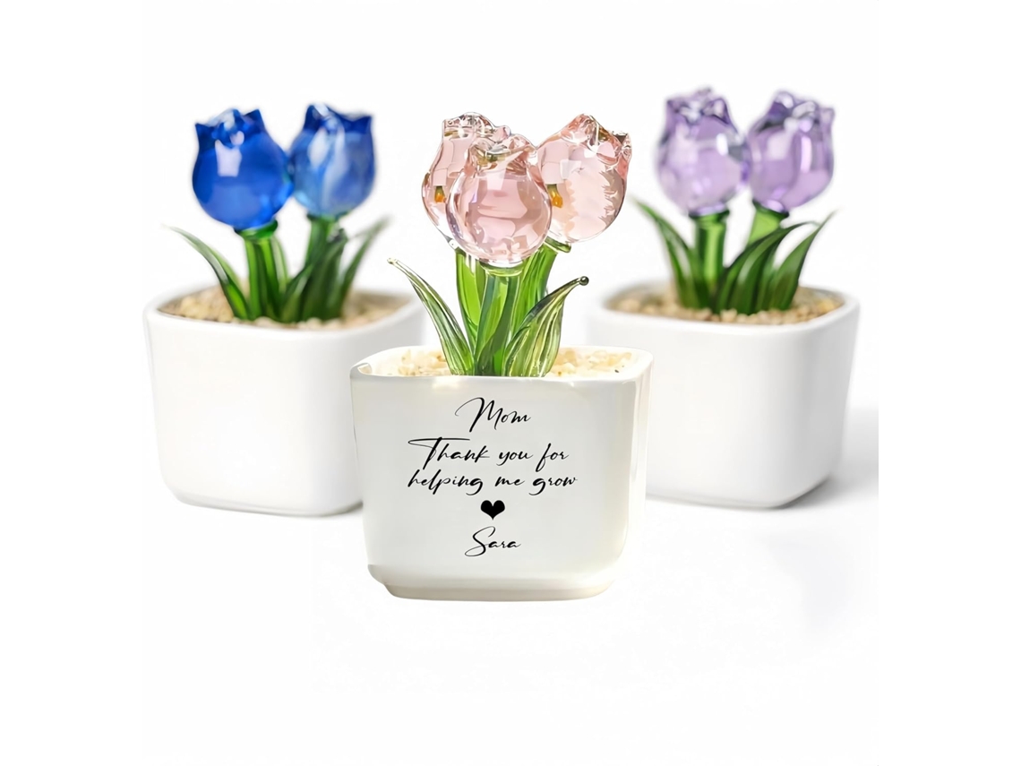 Tulipe En Verre Com Mensagem Personalizada,