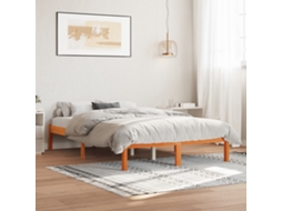 Cama Sem Colchão 140x190 Cm Pinho Maciço Castanho-mel
