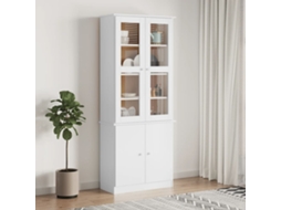 Vidaxl Expositor Portas Vidro Alta 77x35x186,5 Cm Pinho Maciço Branco