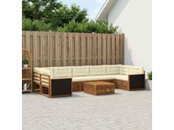 Vidaxl Conjunto De Sofás Para Exterior 8 Unid. Natural E Creme