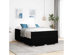 Vidaxl Estrutura Da Cama Com Colchão Preto 160 X 200 Cm Tecido
