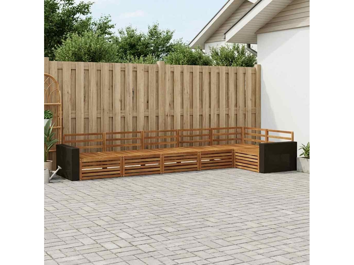Vidaxl Conjunto De Sofás Para Exterior 6 Pcs Natural