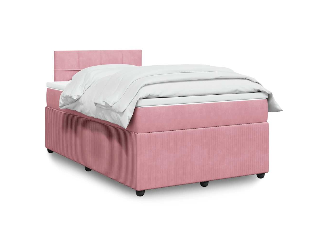 Vidaxl Cama Boxspring Com Colchão 120x190 Cm Veludo Rosa