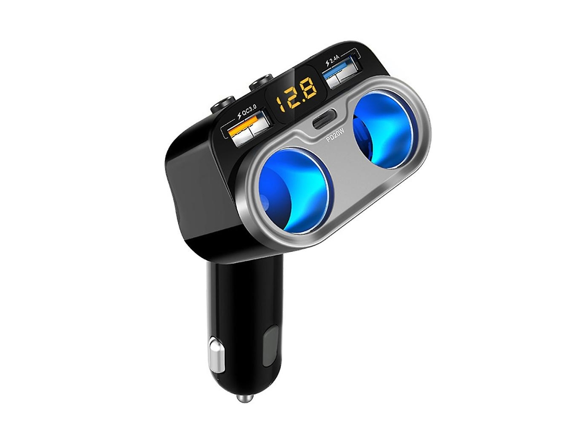 Divisor de Isqueiro de 2 Soquetes 12/24V Porta Usb Dupla com Interruptor Independente ALLINLESS