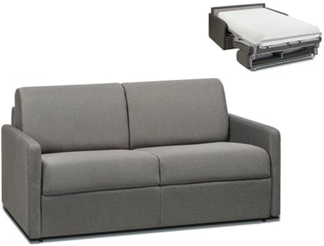Sofá Cama Calife VENTE-UNIQUE (Cinzento Claro - Tecido e Veludo - 150x94x85 cm/Dimensões da cama: 120 – 139 cm)