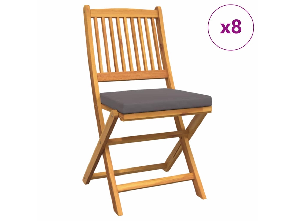 Maison Exclusive - Cadeira Dobrável Com Almofada 8 Pcs Cinzeto 49 X 57,5 X 92cm